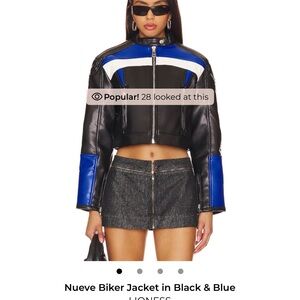 Lioness Black and Blue Leather Jacket
